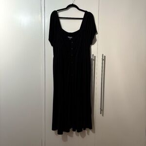 Torrid Midi Super Soft Shirred Button-Front Dress, Plus Size 2, Black